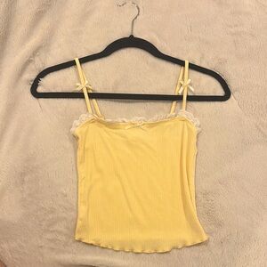 lace trim yellow tank with bow details